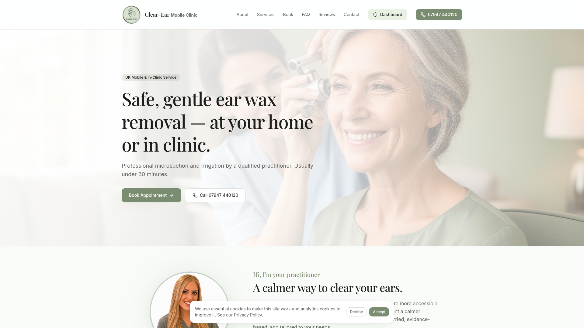 Clear-Ear Mobile Clinic website screenshot